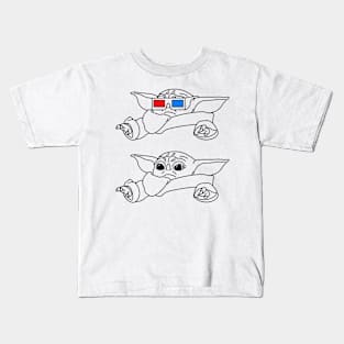 Alien wearing 3D glasses (2) Kids T-Shirt